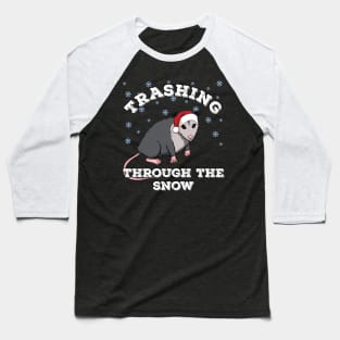 Christmas Opossum trashing through the snow Baseball T-Shirt